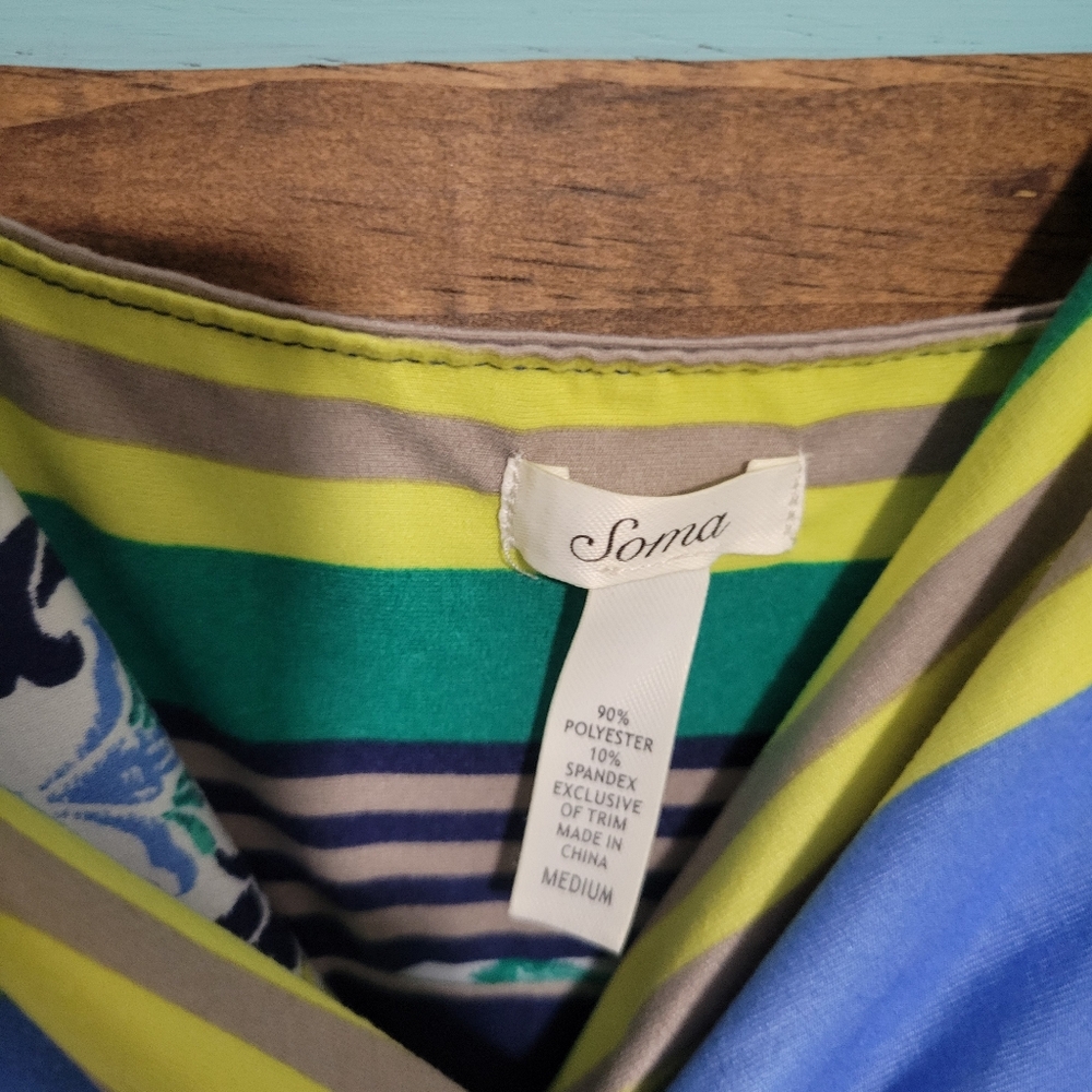 Soma Striped and Patterned Soft Jersey Ajustable Straps Maxi Dress Medium - Picture 3 of 8